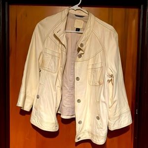 GAP Cream leather jacket large tall.